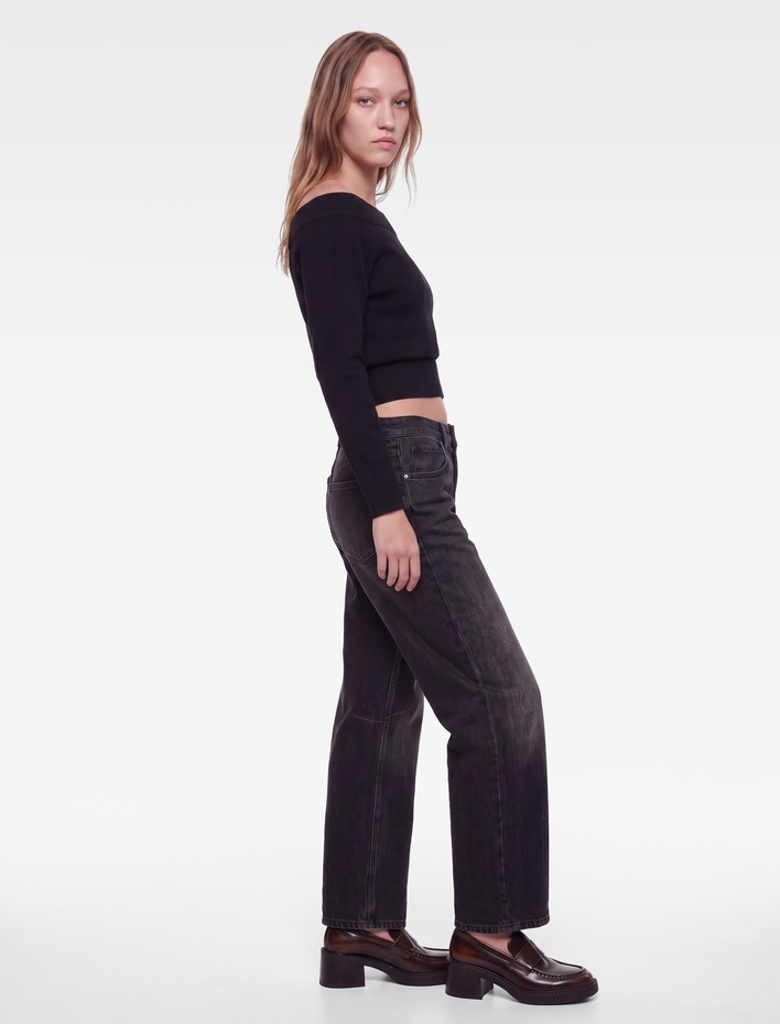  Cepli Düğmeli Yıkamalı Normal Bel Düz Paça Barrel Denim Pantolon - Barrel Jeans