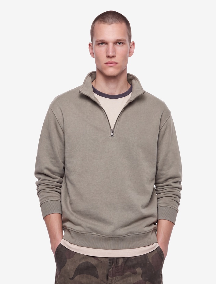  Şardonlu Regular Fit Uzun Kollu Fermuarlı Yaka Sweatshirt