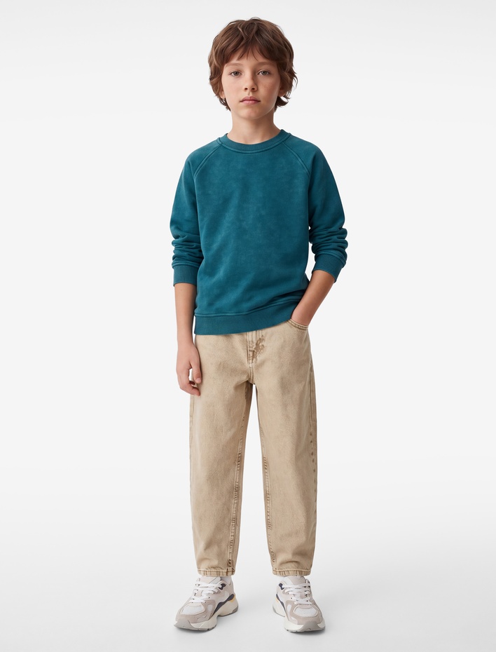 Erkek Çocuk Şardonlu Uzun Kollu Bisiklet Yaka Basic Sweatshirt