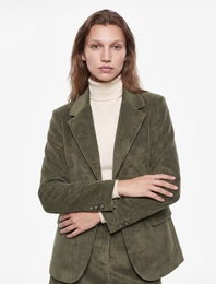 Fitilli Kadife Blazer Ceket Regular Fit Uzun Kollu Cepli