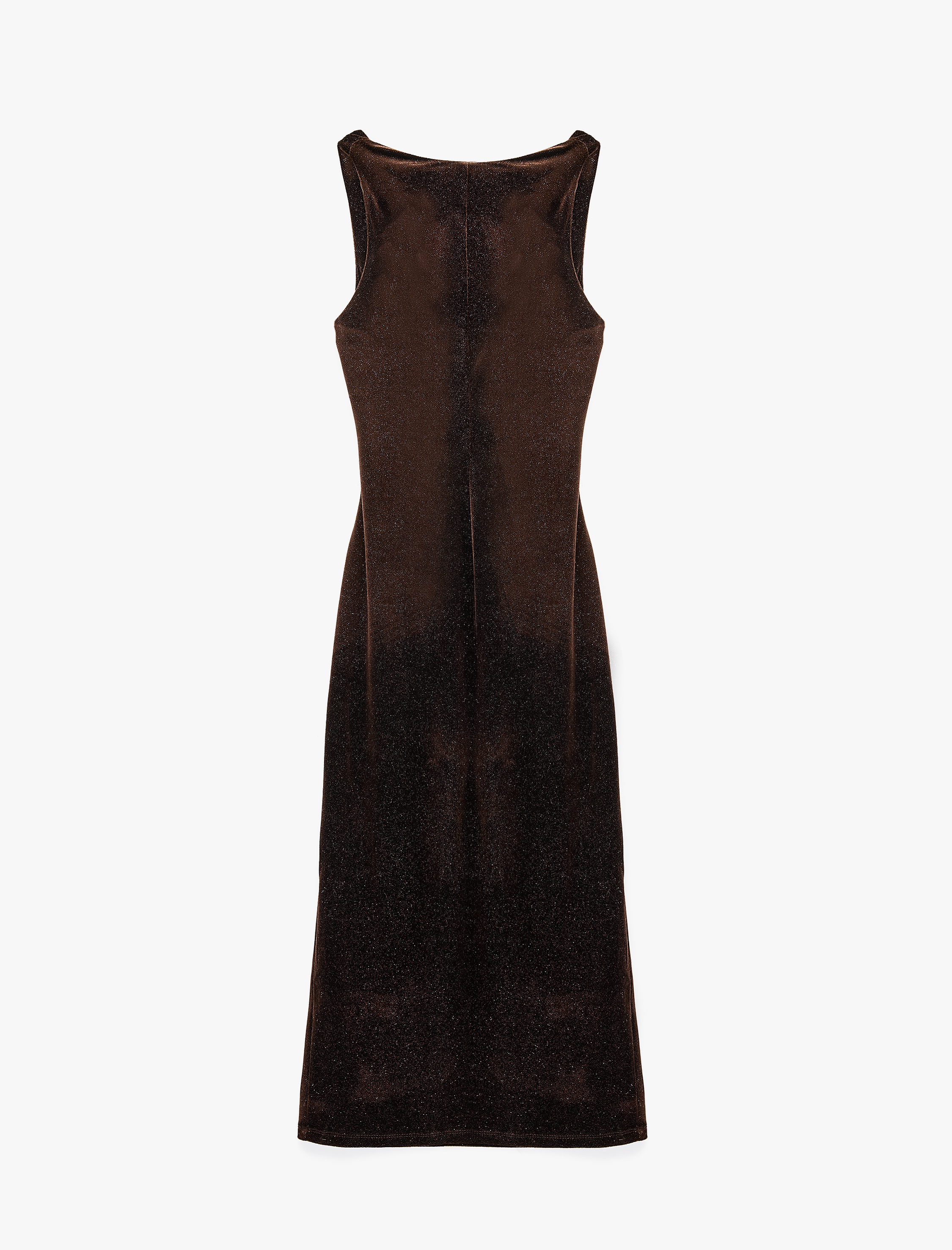   Slim Fit Kolsuz Degaje Yaka Drapeli Bodycon Simli Kadife Elbise