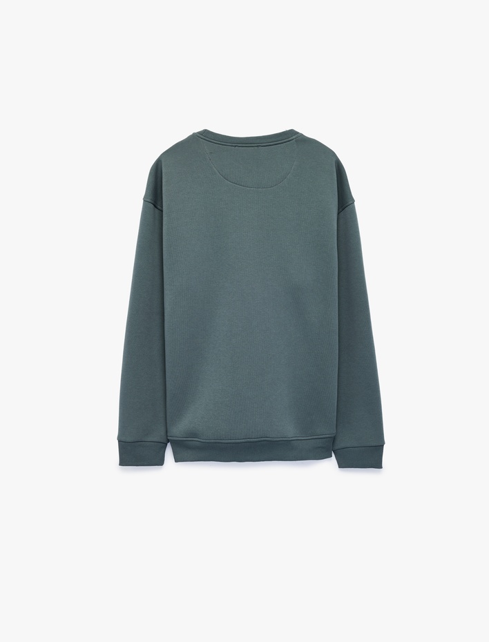  Uzun Kollu Şardonlu Rahat Kalıp Bisiklet Yaka Sweatshirt