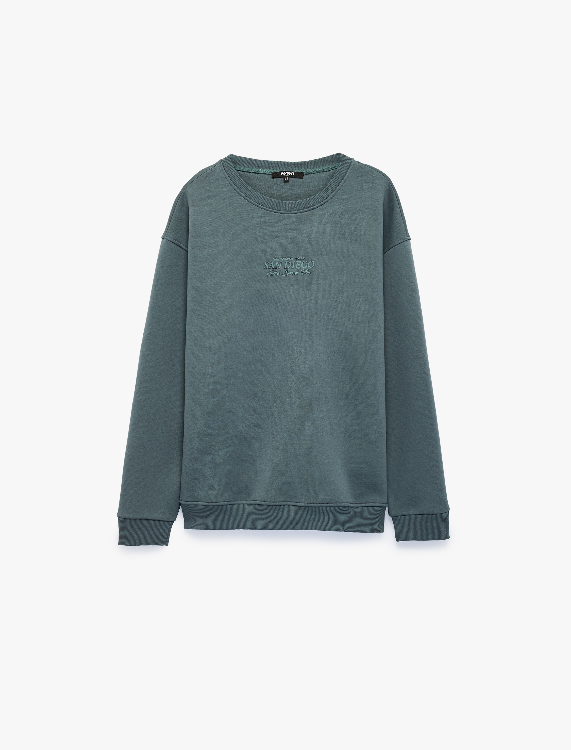   Uzun Kollu Şardonlu Rahat Kalıp Bisiklet Yaka Sweatshirt