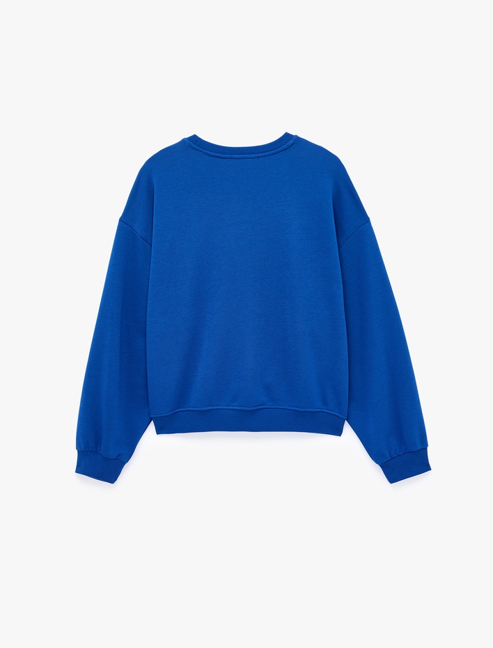  Regular Fit Üç İplik Şardonlu Uzun Kollu Bisiklet Yaka Basic Sweatshirt