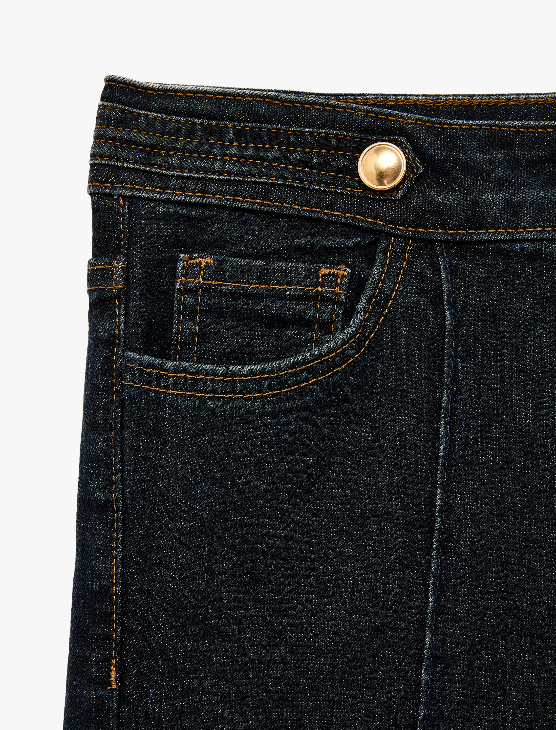   Dar Kesim Cepli Düğmeli Nervürlü İspanyol Paça Denim Pantolon - Flare Jeans