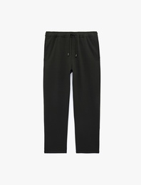 Viskon Karışımlı Cepli Beli Lastikli Bağcıklı Slim Fit Pantolon