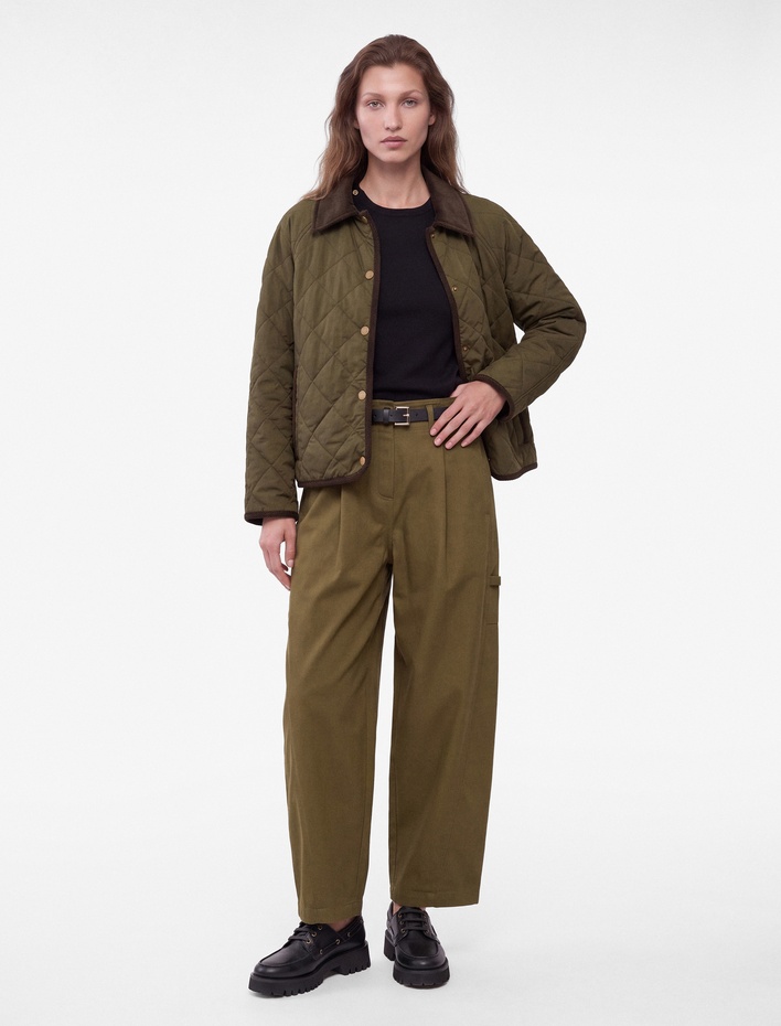  Kemerli Kargo Cepli Gabardin Barrel Pantolon