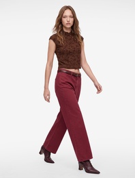 Pamuklu Geniş Paça Kemerli Crop Pantolon - Wide Leg Jeans