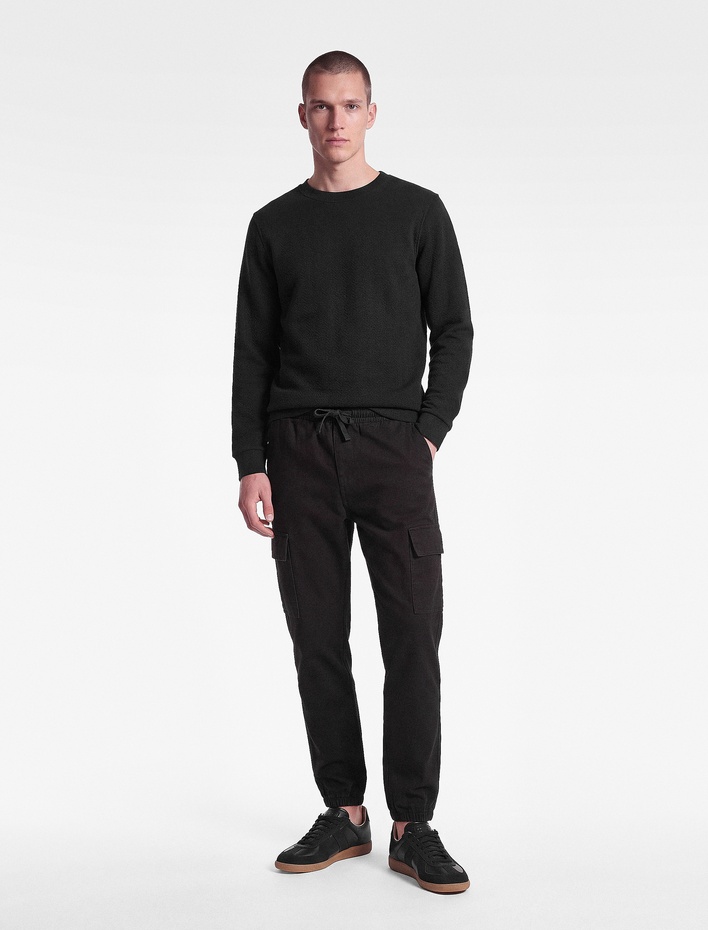  Beli Bağcıklı Kanvas Slim Fit Kargo Cepli Lastikli Paça Jogger Pantolon